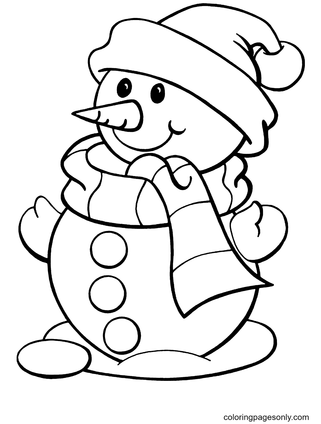 Desenho de boneco de neve bonito para colorir