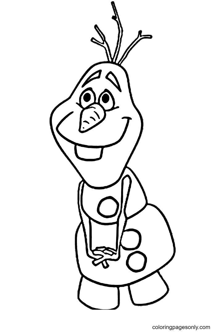 Cute Snowman Olaf Coloring Page