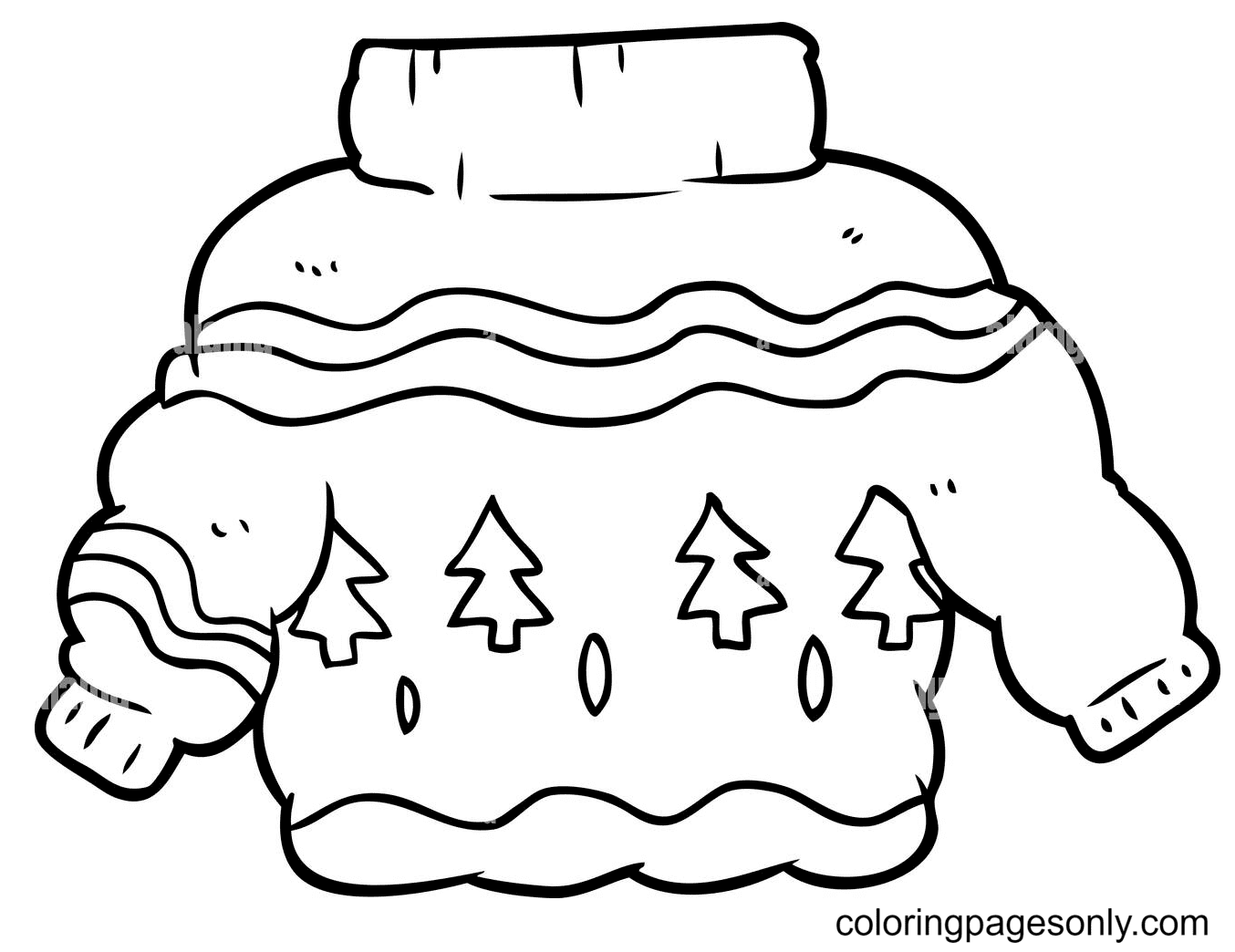 Cute Sweater with Christmas Tree Coloring Pages