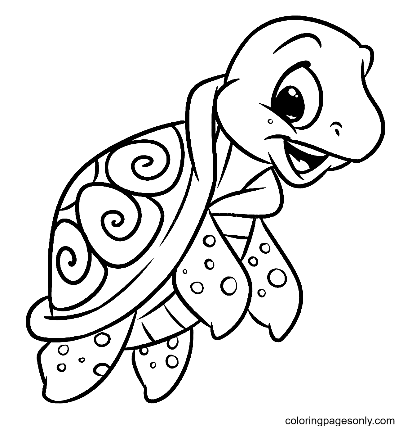 Cute Turtle Free Coloring Page