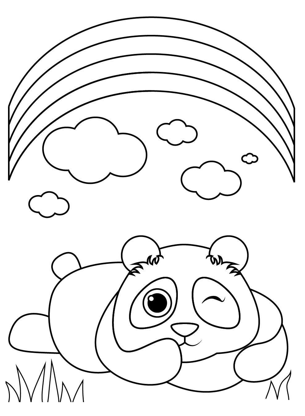 Cute Winking Panda Coloring Page