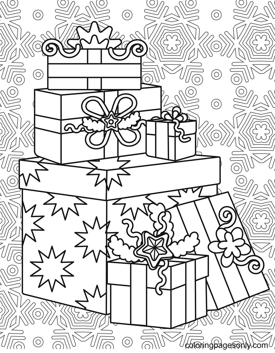 Cute Xmas Presents Coloring Pages