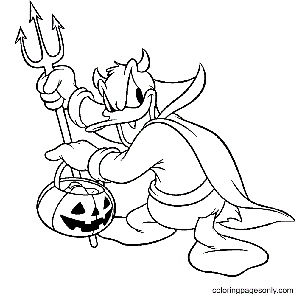 Devil Duck Costume Disney Halloween Coloring Page