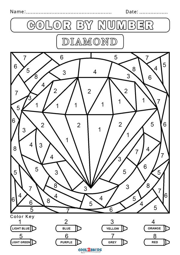 Diamond Color By Number Coloring Pages
