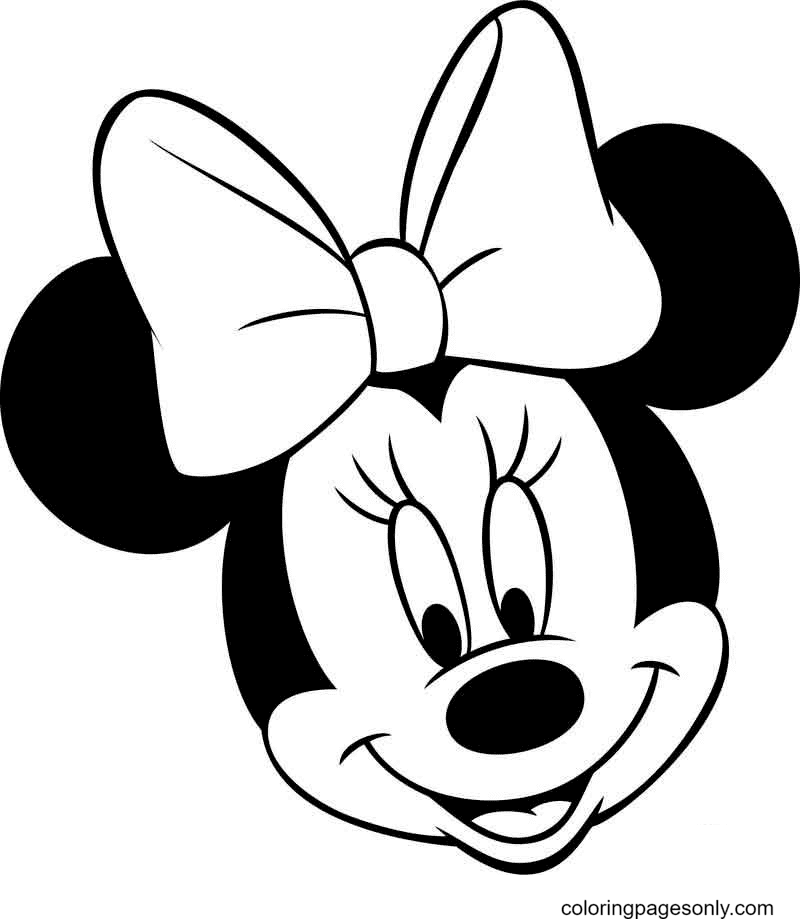 Disney Cute Minnie Girl Happy Face Coloring Page