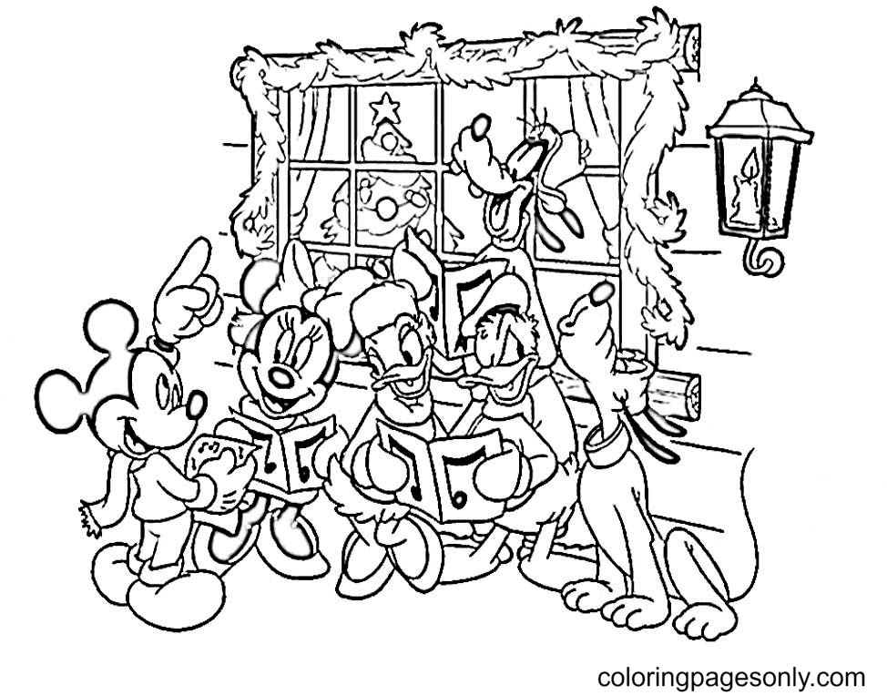 Disney Gang Christmas Coloring Page
