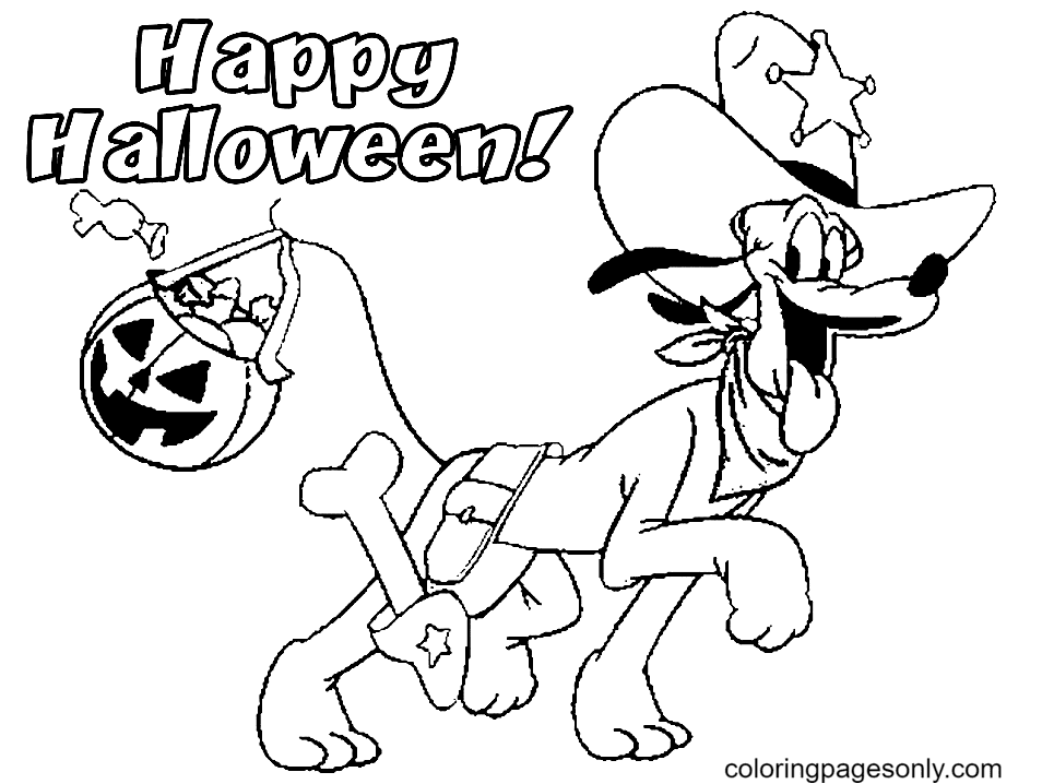 Disney Halloween Pluto Coloring Pages