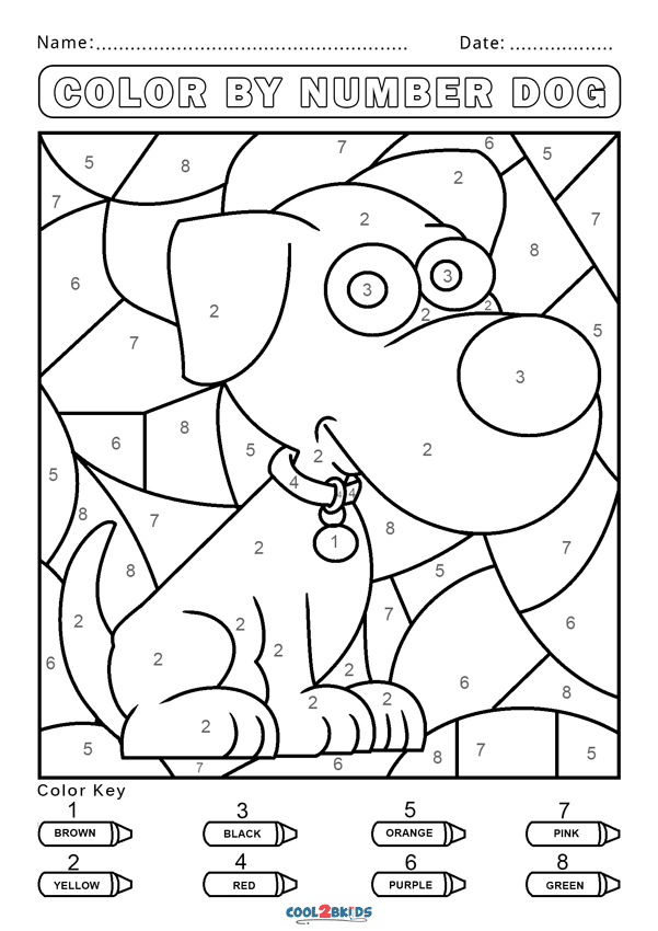 Dog Color By Number Coloring Pages