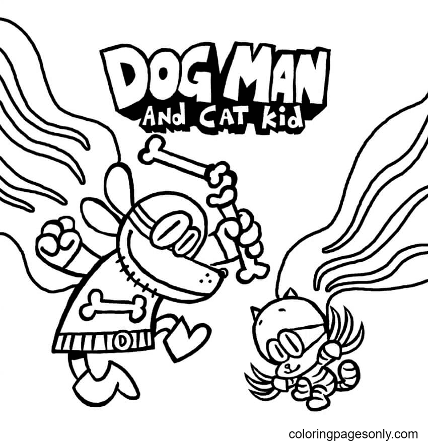 Dog Man And Cat Kid Coloring Pages