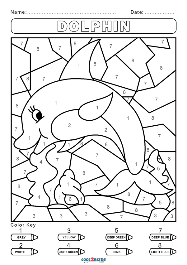 Dolphin Color By Number Coloring Pages