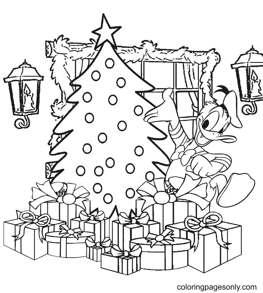 Donald Ducks Christmas Coloring Pages