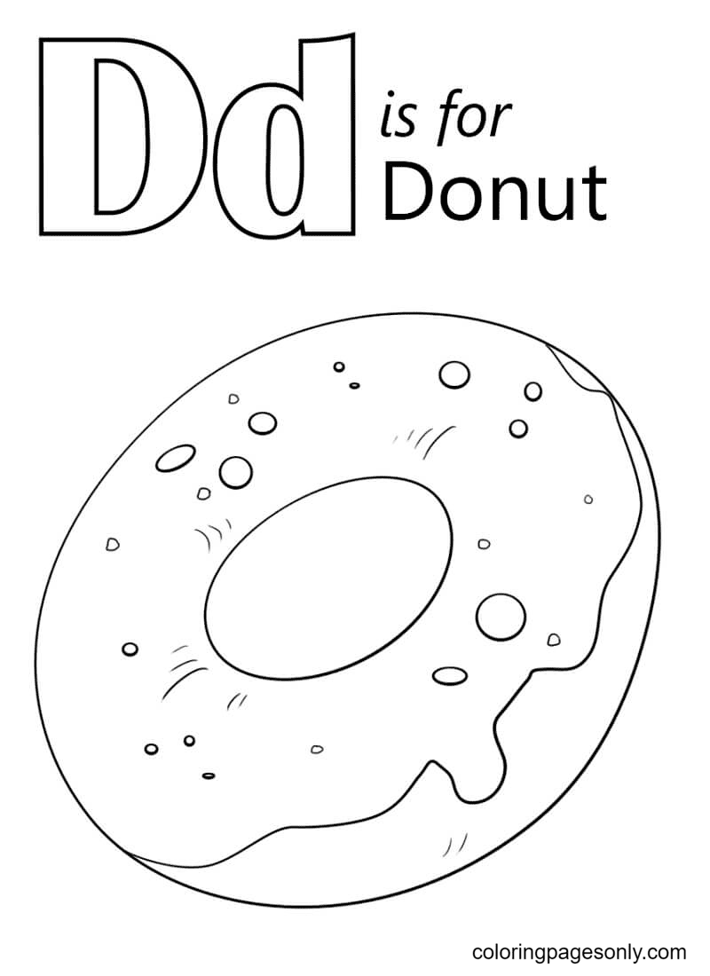 Donut Letter D Coloring Pages
