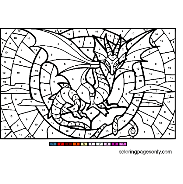Dragon Color by Number Coloring Pages