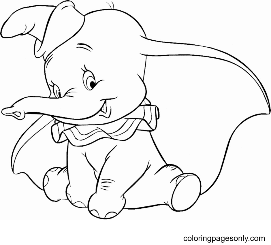 Dumbo Elephant Coloring Page