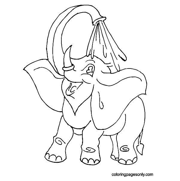 Elephant Cab Make a Shower Coloring Pages