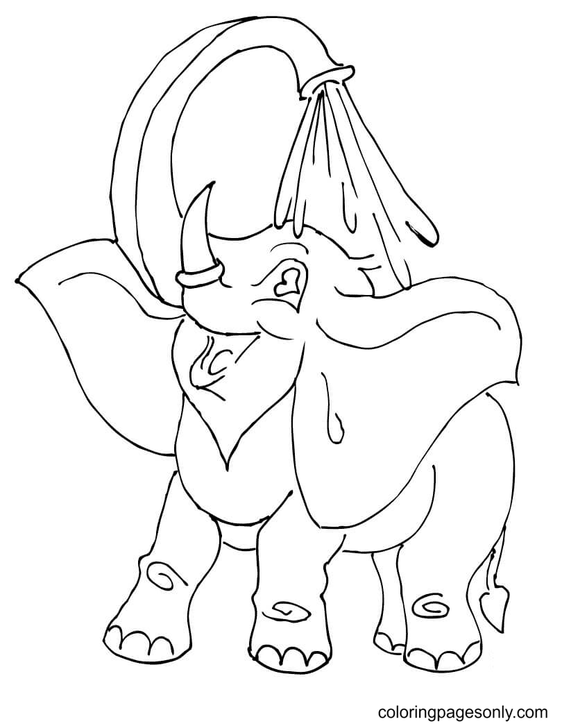 Elephant Cab Make a Shower Coloring Page