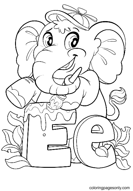 Olifant met woord E van Elephant