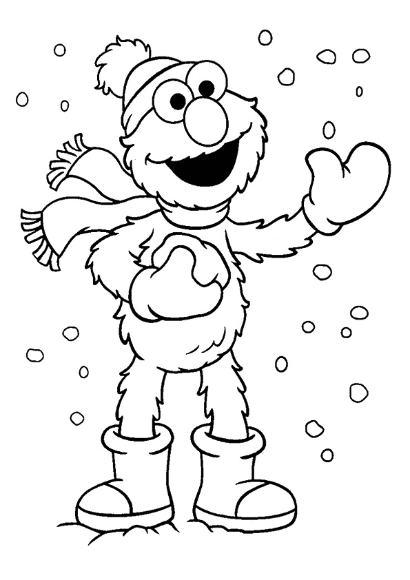 Elmo Enjoying Winter Coloring Page