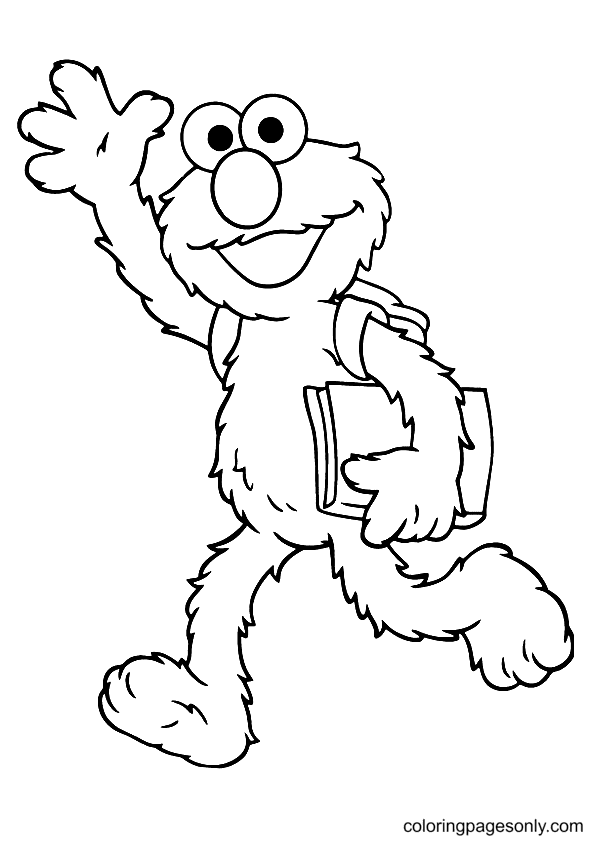Elmo Going To School Coloring Page