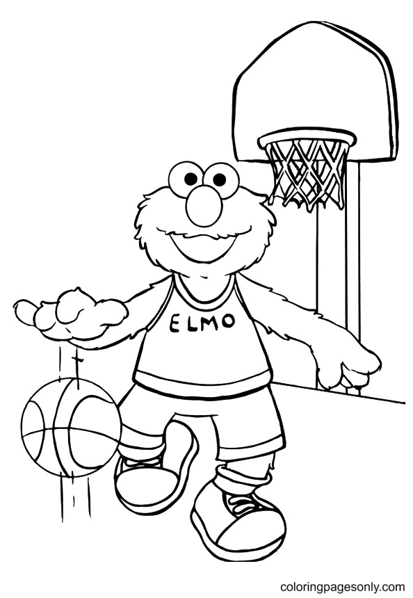Elmo jouant au basket d'Elmo