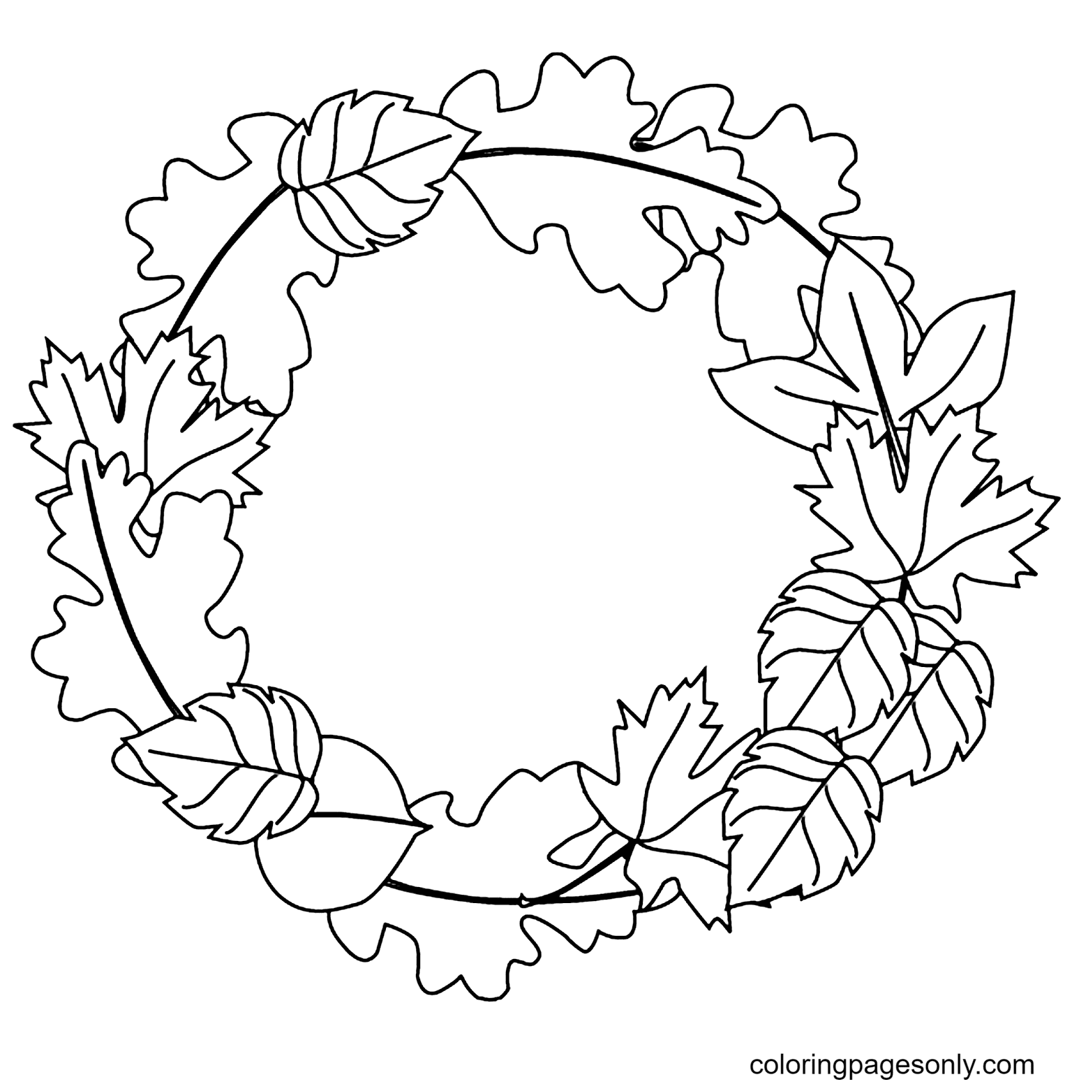Fall Leaves Arrangement Coloring Page