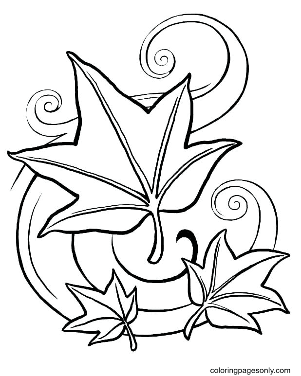 Fall Leaves Printable Coloring Page