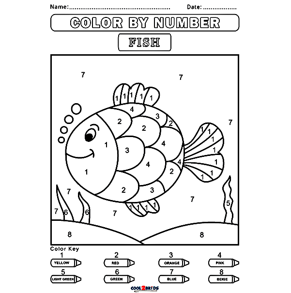 Fish Color by Number Coloring Pages