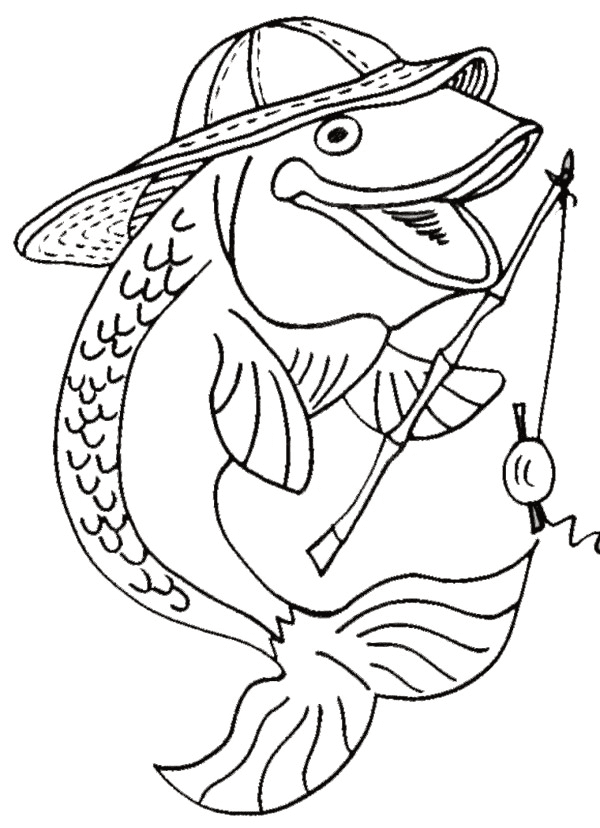 Раскраска Рыбалка для печати