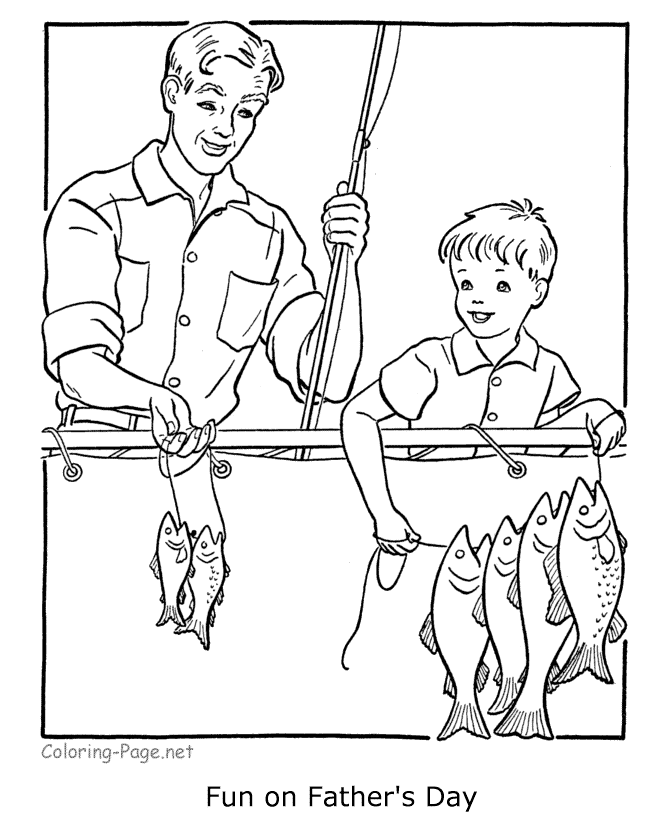 Fishing With Dad Coloring Page