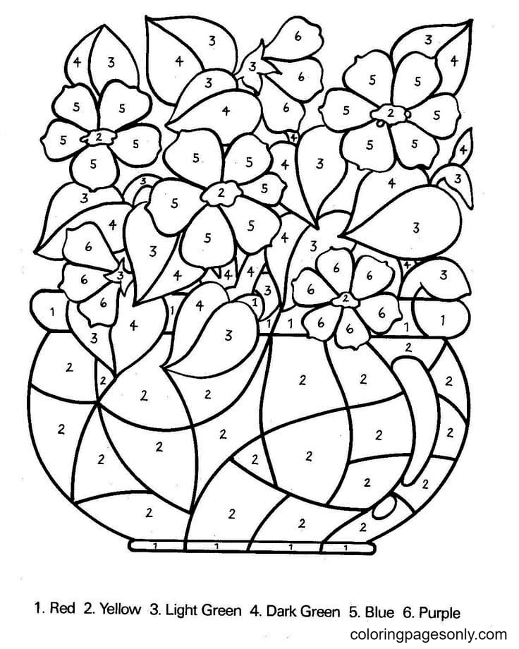 Vase à fleurs couleur par numéro à partir de couleur par numéro