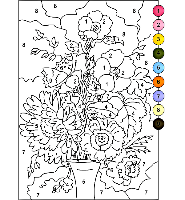flowers color by number