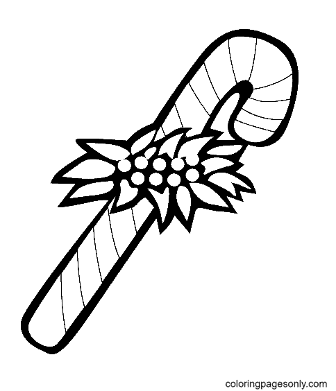 Free Candy Cane for Kid Coloring Page