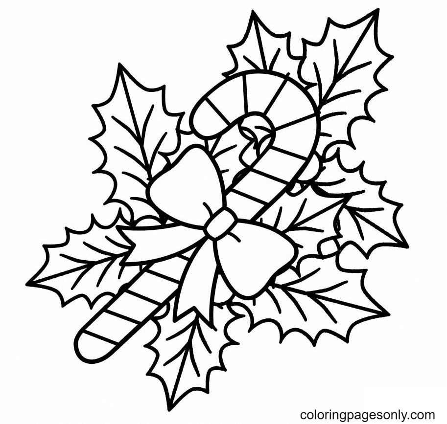 Free Christmas Candy Cane Coloring Page