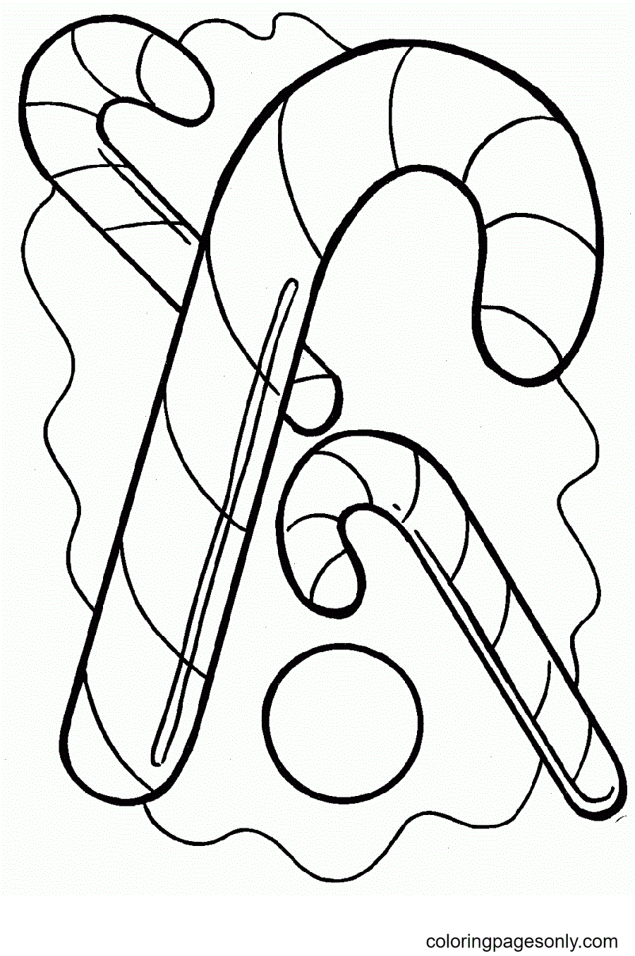 Free Christmas Candy Canes Coloring Page