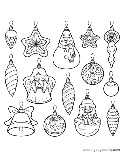 Free Christmas Decorations Coloring Page
