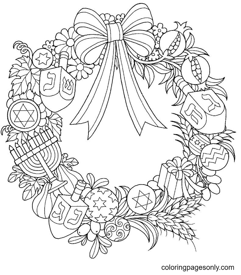Free Christmas Wreath Coloring Page