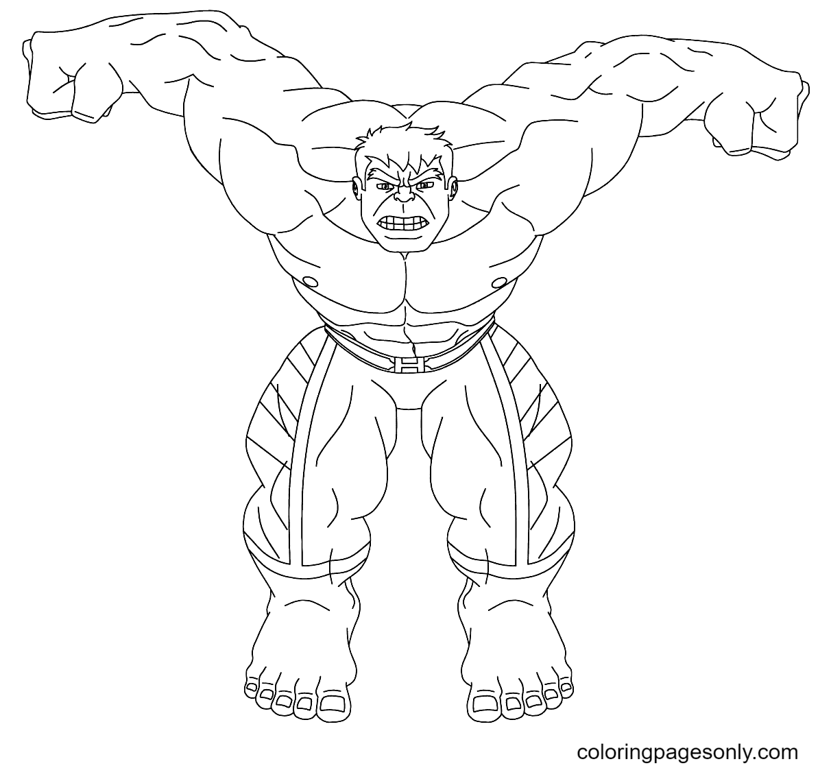 Página para colorir grátis do Hulk