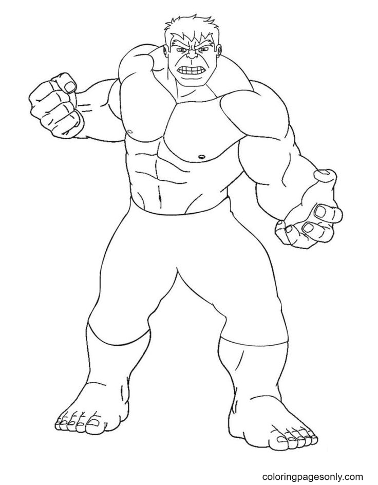 Página para colorear de Hulk imprimible gratis