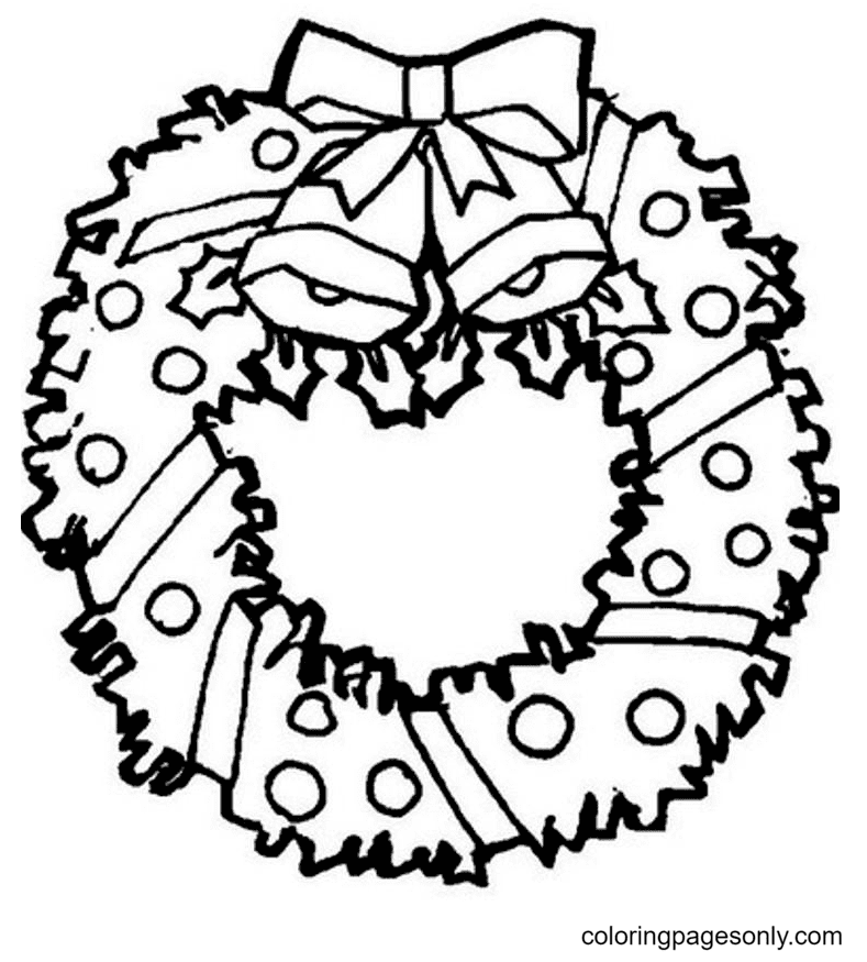 Free Printable Xmas Wreath Coloring Page