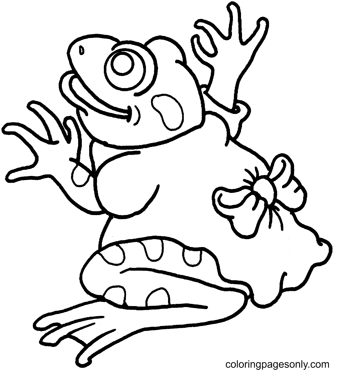 Frog in a Cute Dress Coloring Page