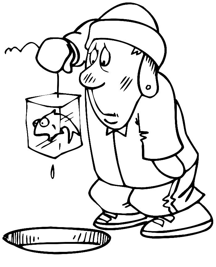 Frozen Ice Fishing Coloring Page