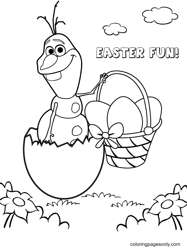 Pagina da colorare di Pasqua congelata di Olaf