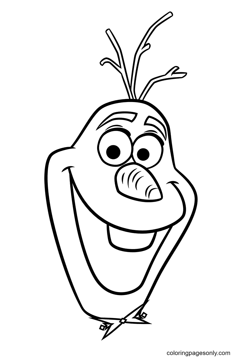 Frozen Snowman Olaf Face Coloring Page