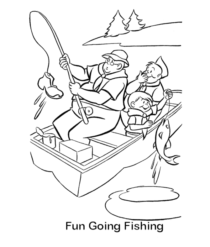 Divertente andare a pesca da colorare