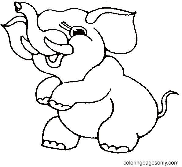 Funny Baby Elephant Coloring Page