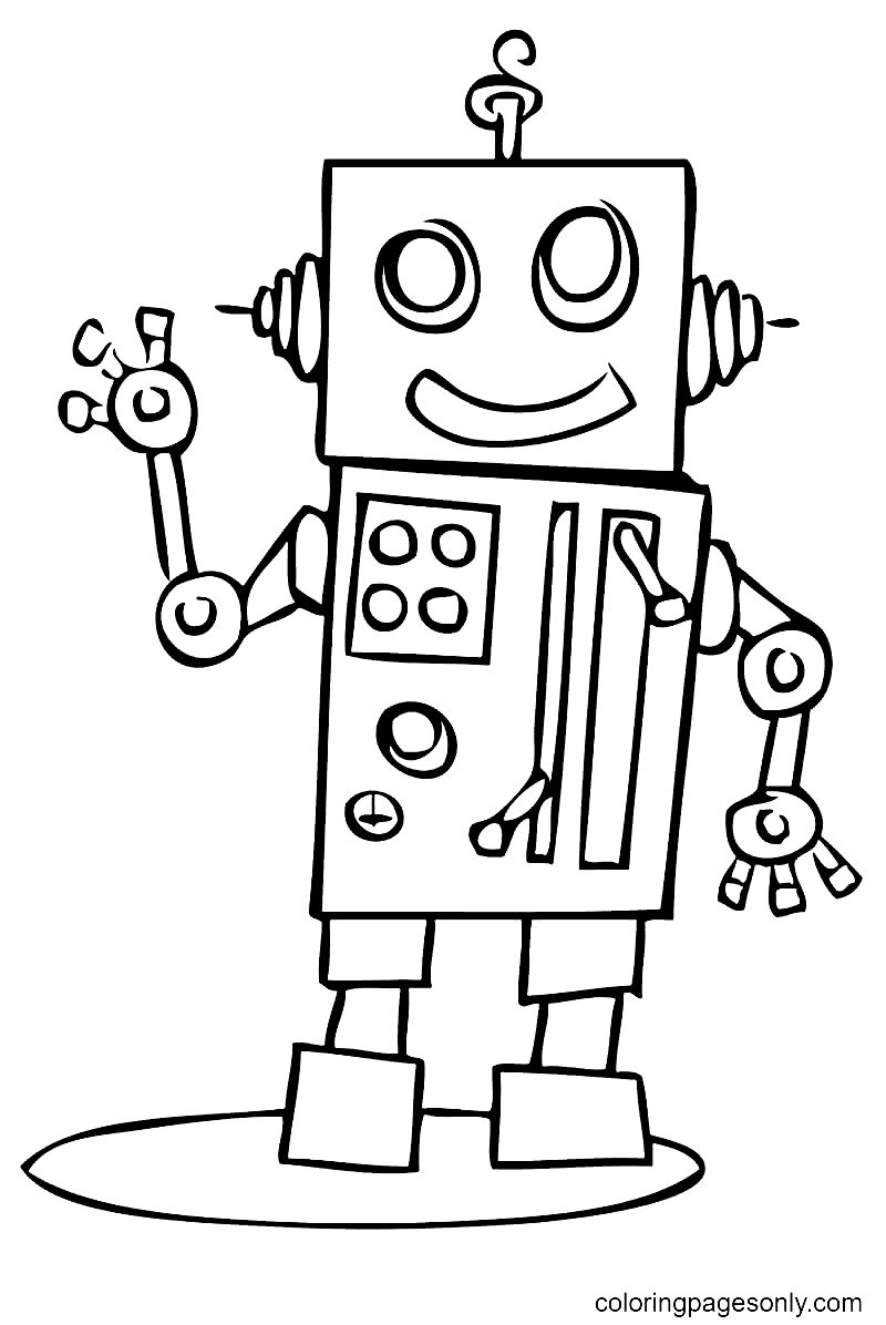 Grappige Robot Kleurplaat