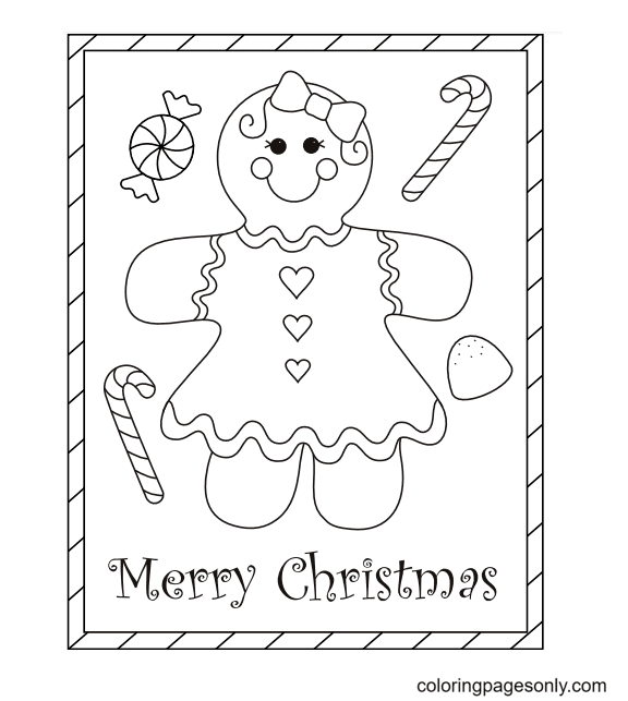 Carte de fille en pain d'épice de cartes de Noël