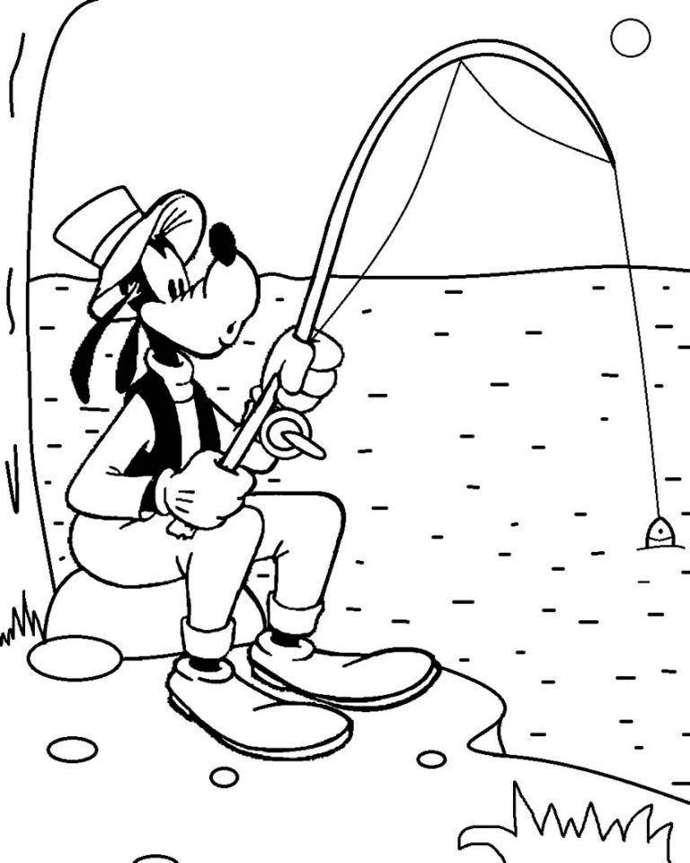 Goofy Fishing Coloring Pages
