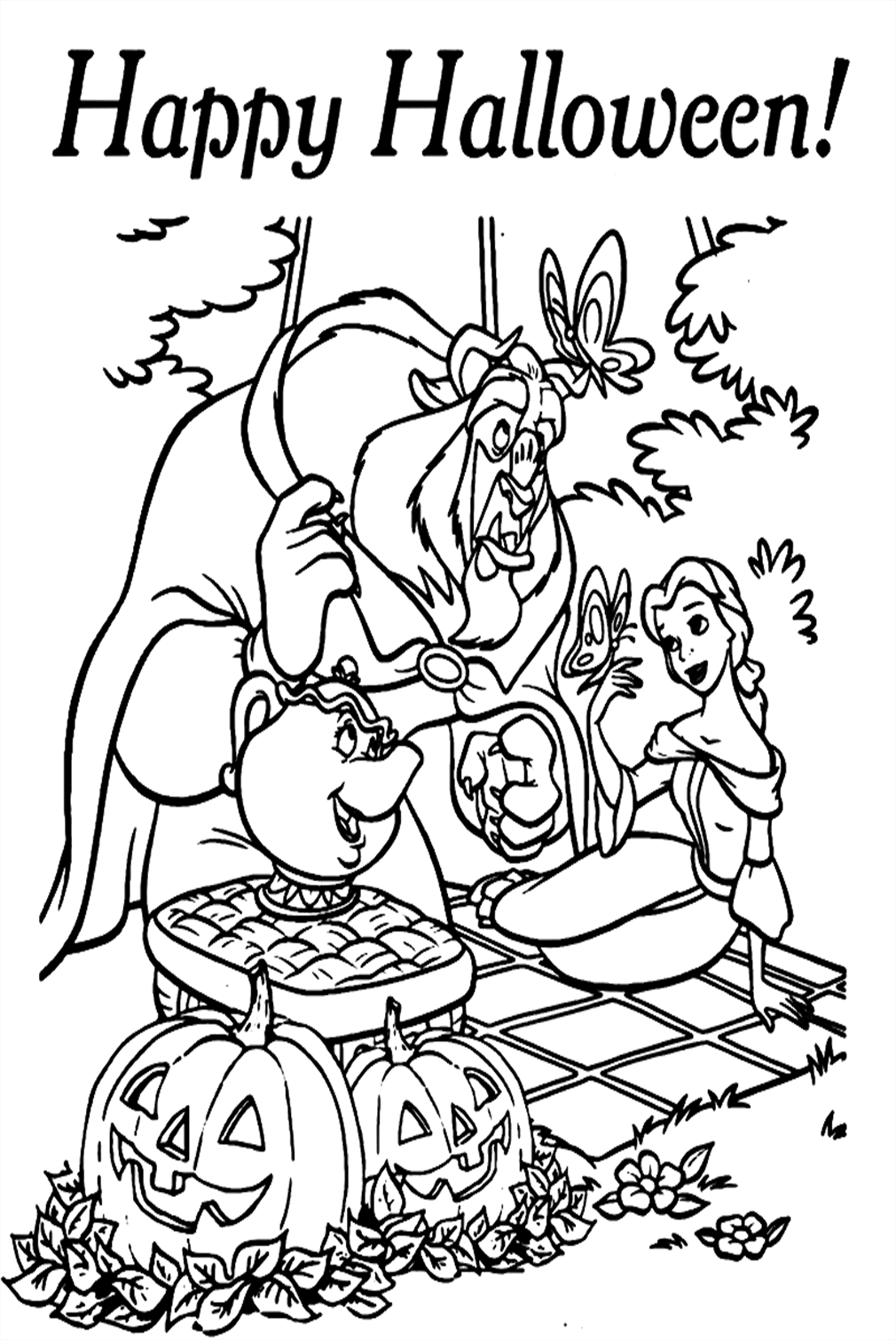 Halloween Beauty And The Beast Coloring Pages
