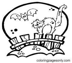 Disegni da colorare di gatti di Halloween